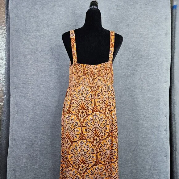 KNOX ROSE Women's Orange Brown Printed Wide Strap Tie-Front Dress Size L - Picture 9 of 9